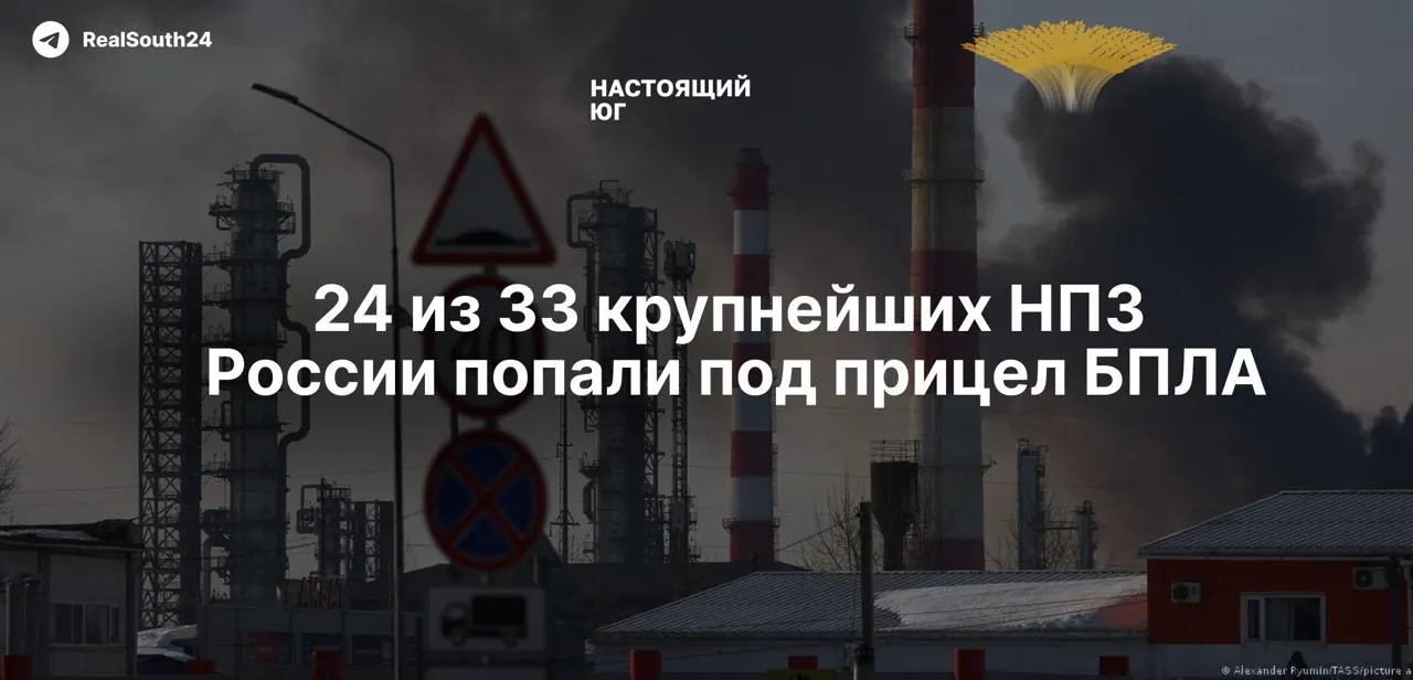 С начала полномасштабной войны по российским нефтеперерабатывающим заводам нанесено не менее 158 ударов. По оценкам аналитиков, выведена из строя четверть мощностей, а объёмы переработки опустились к минимальным показателям с 2009 года.