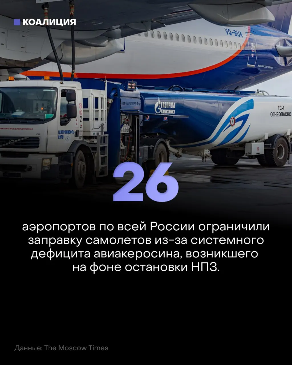 В 26 аэропортах ограничили заправку самолётов, режим в Пулково продлён до 2027 года; цены на керосин растут, ограничения коснулись иностранных перевозчиков.